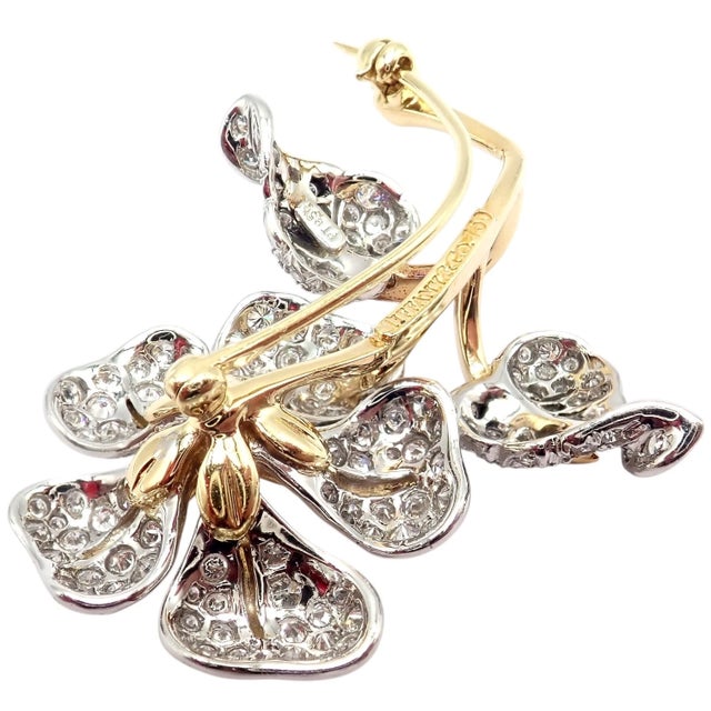 Tiffany and Co. Vintage Tiffany & Co. Yellow Gold Platinum Diamond Pearl Pin Brooch For Sale - Image 4 of 12