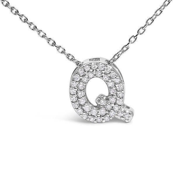 Elegance meets personalized charm in this exquisite pendant, meticulously crafted from radiant 10K white gold with a...