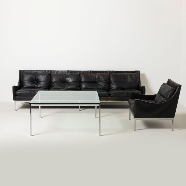 Modernist chrome and thick tempered glass coffe table, Germany, 1980s Very good, original condition, only few little nicks...