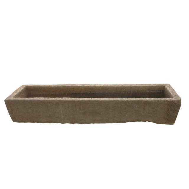 1940s 87" Inch Long Hand Chiseled Stone Trough 66 For Sale - Image 5 of 11