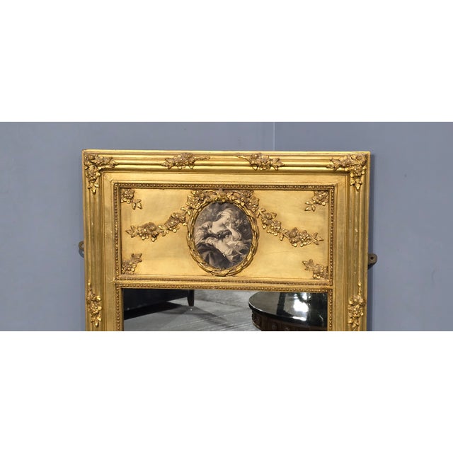 French Gilt Trumeau Mirror, 1880 For Sale - Image 3 of 12