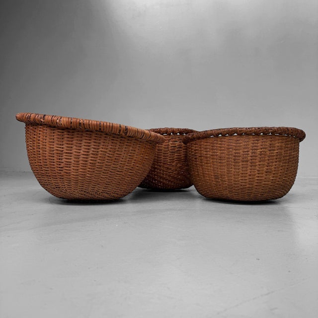 Vintage Japanese Bamboo Baskets, 1960s, Set of 3 For Sale - Image 6 of 9