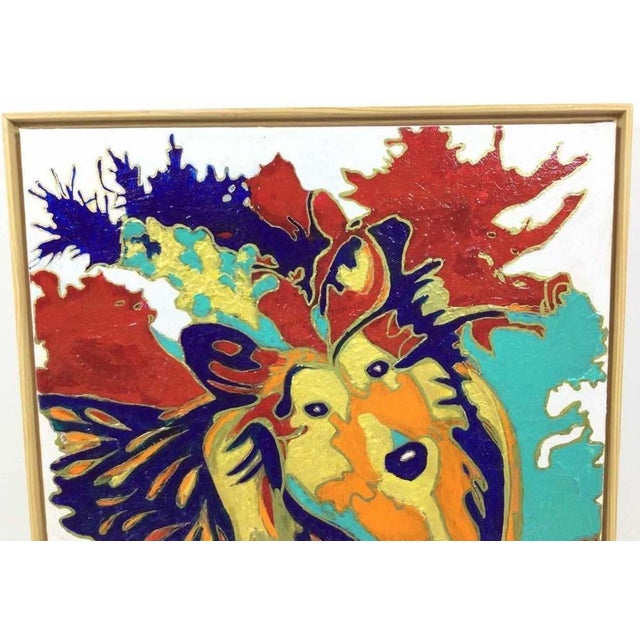 Original abstract painting of a Collie dog. It appears to be a commissioned portrait based on the reference on back...