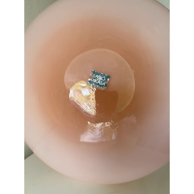 Glass 1980s Postmodern Pink Glass Bottle Vase-Laslo for Mikasa For Sale - Image 7 of 9