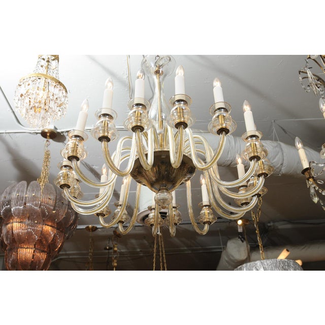 1960s 16-Light Amber Venetian Glass Chandelier, Italy For Sale - Image 13 of 18
