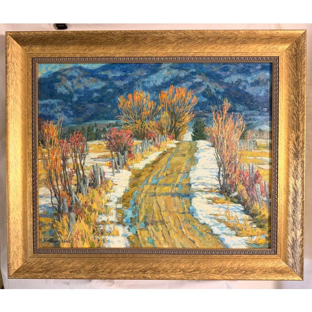 1990s Golden Montana Wilderness, Jin Huang, Original Oil on Canvas, 1999 For Sale - Image 5 of 9