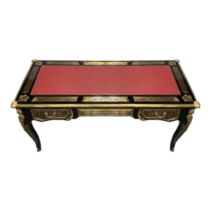 Ornate Louis XV-Style Desk — Boulle Marquetry & Ormolu Hardware