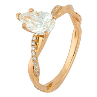 Gia 0.94 Carat Pear Shape Diamond 18k Rose Gold Engagement Ring, Size 6.25 For Sale
