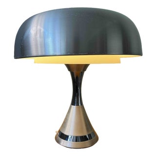 Mushroom Table Lamp in Aluminum and Chrome by Luigi Massoni for Guzzini, Italy, 1970s For Sale