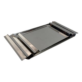 Modernist Stainless Steel Service Trays from GB Cermenate, Set of 3 For Sale
