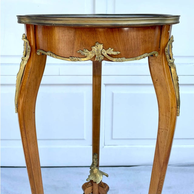 Late 19th Century Antique French Green Marble and Brass Pedestal Stand For Sale - Image 5 of 12