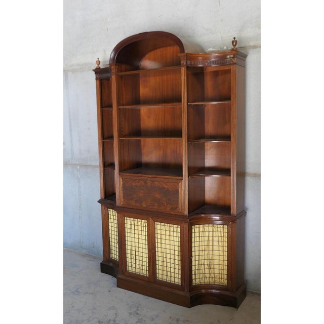 A Large French Break Front Bookcase An excellent looking piece with a dental cornice arched at the centre, the bookcase...
