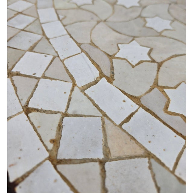 Sculpture Materials 32" Handcrafted Beige and White Rafraf Moroccan Mosaic Table For Sale - Image 7 of 7
