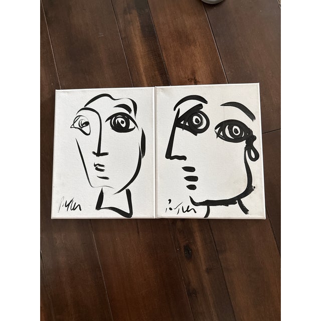 Peter Keil Set of 4 Peter Keil Black White Canvas Paintings For Sale - Image 4 of 5