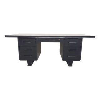 Large Black Wooden Executive Desk, 1960s For Sale