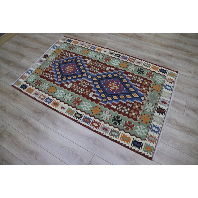 Size: 3.8 x 6 ft (117 x 183 cm) 46 x 72 inches Color: Organic Natural Dye ( Blue,Brown,Light Green,Cream ) Material: 100%...