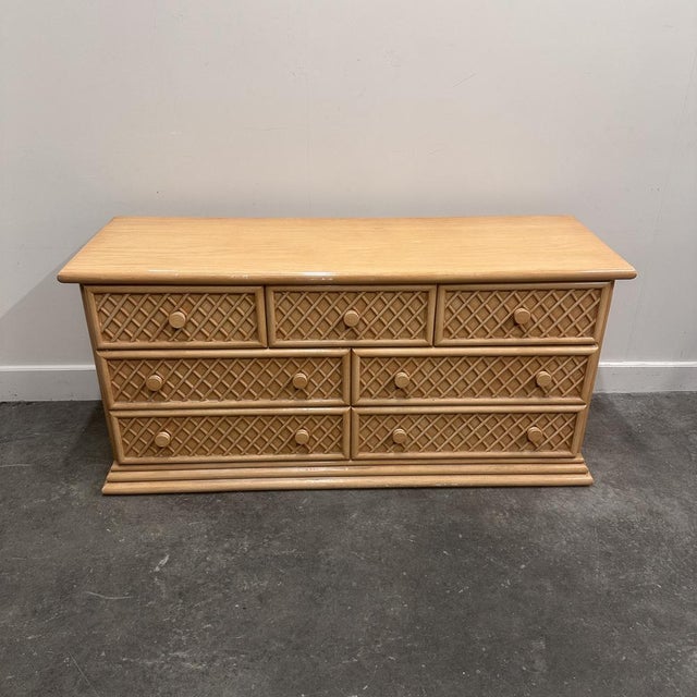Oak and Faux Rattan-Front Chest of Drawers by Maugrion for Roche Bobois For Sale - Image 12 of 14