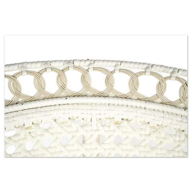 Emmanuelle White Woven Rattan Armchair For Sale - Image 4 of 7