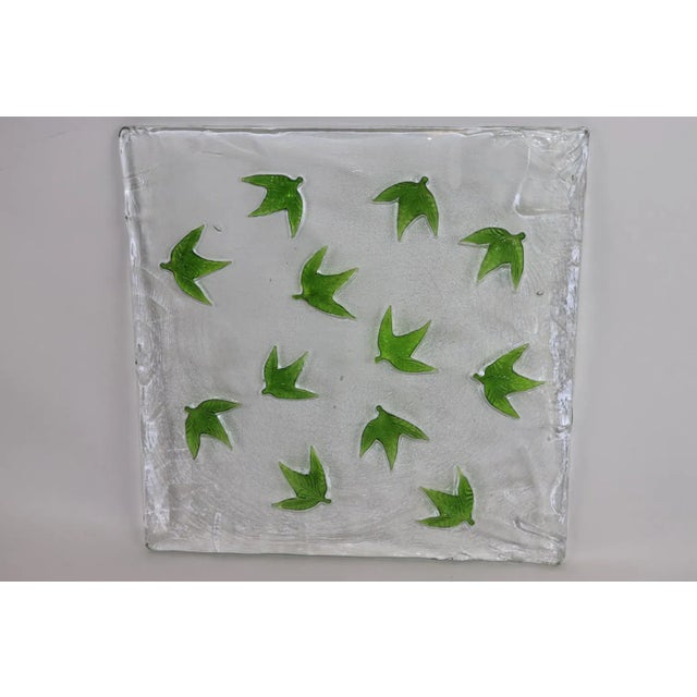 Autunno 1980s Itre Murano Art Glass Tile Green Accents For Sale - Image 9 of 9