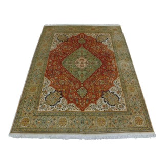 1970s Vintage Hand Knotted Persian Tabriz Rug 9'x 11'7" For Sale