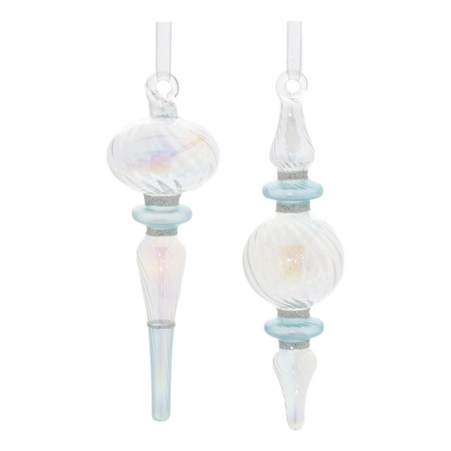 Iridescent Finial Drop Ornament (Set of 12) For Sale