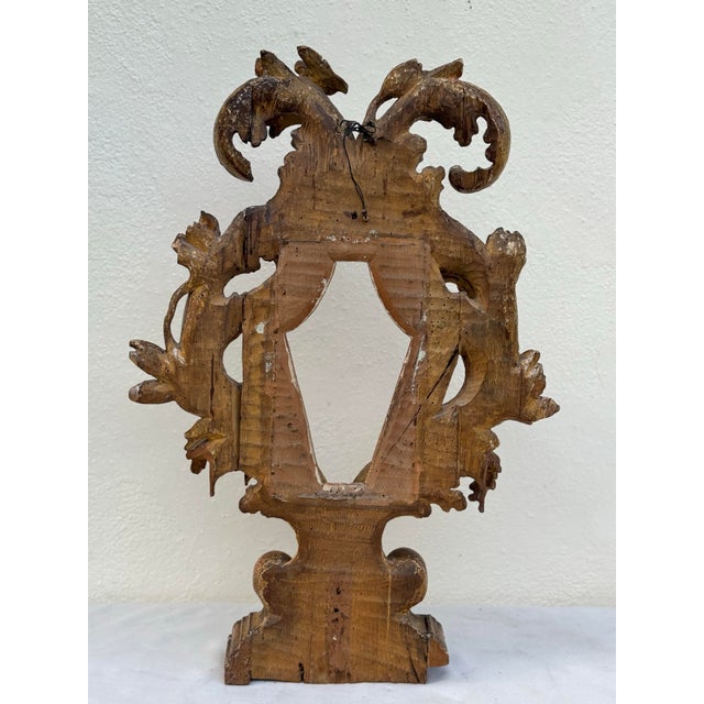 Exuberant Antique Italian Carved Giltwood Reliquary -17th Century (Could Be Used as a Tabletop Mirror ) For Sale - Image 4 of 12