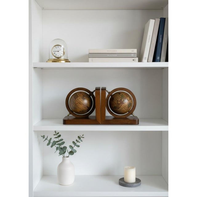 Italian Vintage Olde World Globe Wooden Bookends Made in Italy - A Pair For Sale - Image 3 of 12
