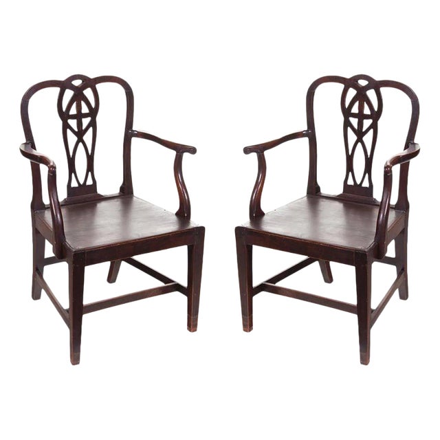 English Chippendale Arm Chairs - a Pair For Sale