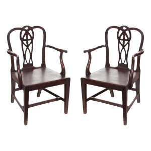 English Chippendale Arm Chairs - a Pair