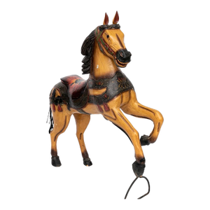 Vintage Painted Carousel Horse on Metal Support Stand