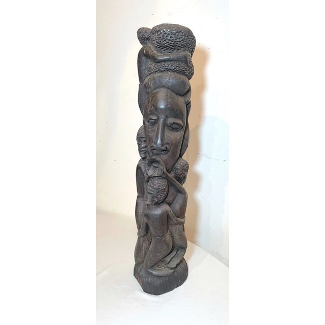 Up for sale is a wonderful antique hand carved wooden African Makonde tribe totem sculpture. It's carved by hand out of a...