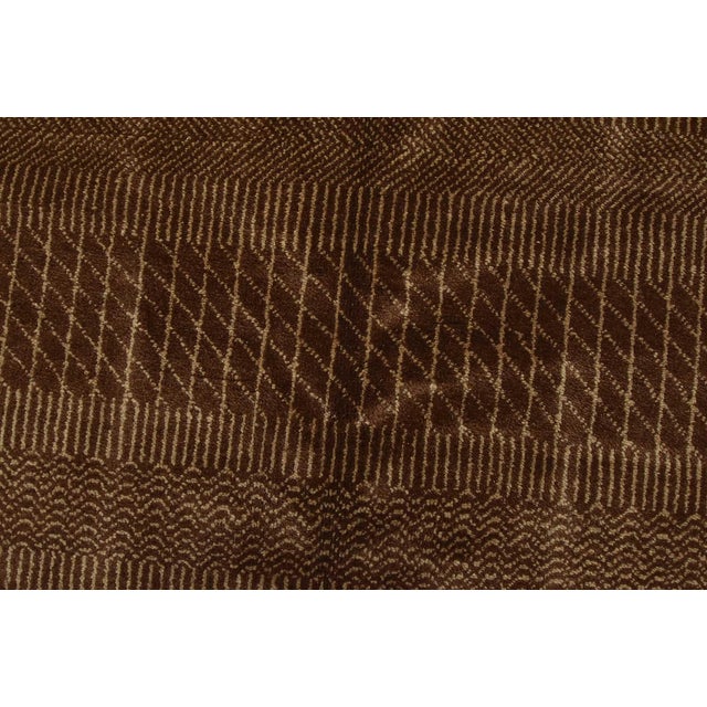 Textile Fine Contemporary Rug 9’1” X 9’2” Brown Wool Hand-Knotted Carpet For Sale - Image 7 of 13
