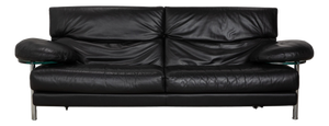 Black Leather Arca Three-Seater Sofa with Manual Function from B&B Italia