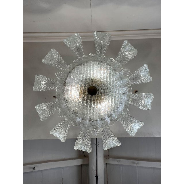Vintage Art Deco Murano Glass Chandelier with Eighteen Leaves by Ercole Barovier, 1930s For Sale - Image 8 of 18