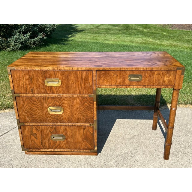 Mid-Century Modern Mid Century Campaign Style Desk by Dixie Furniture For Sale - Image 3 of 12