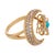 Vintage Turquoise Diamond 14k Yellow Gold Star Crescent Ring, Size 7 For Sale - Image 4 of 6