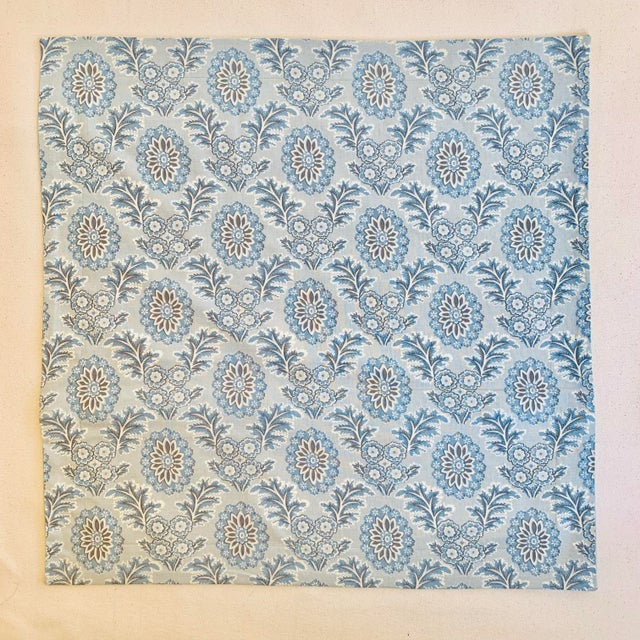 French General Ciel Blue Cream Gray Boheme Floral Pillow Covers- Pair For Sale - Image 4 of 6