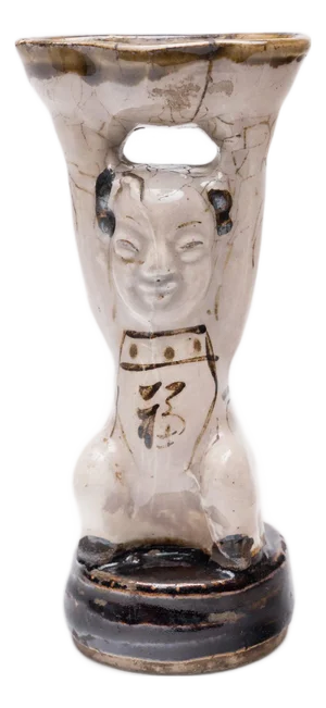 Chinese Ho Ho Boy Oil Lamp, C. 1850