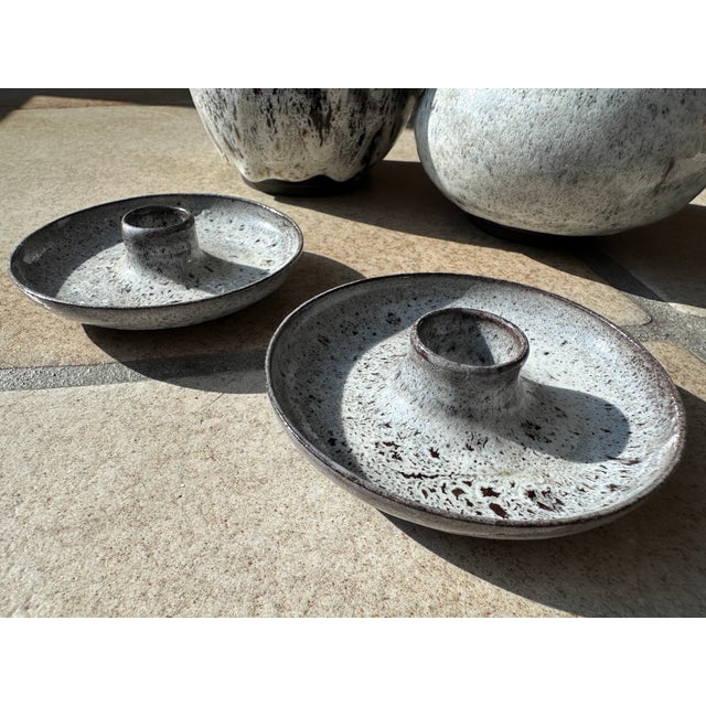 Studio Ceramics Set of Lidded Box, Handled Vase and Two Candlesticks by Serocka, Germany, 1970s, Set of 4 For Sale - Image 12 of 15