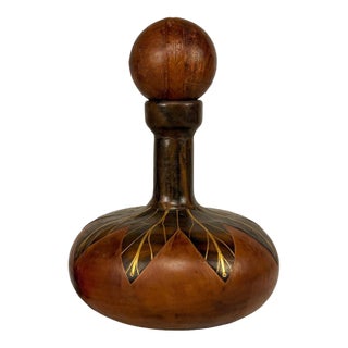 Vintage Italian Leather Wrapped Cognac Liquor Decanter W/ Stopper For Sale