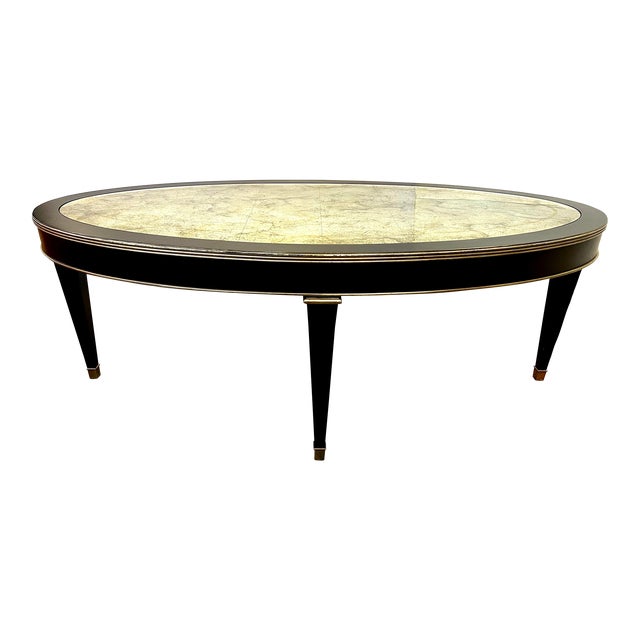 Ethan Allen Winston Oval Eglomise Mirrored Coffee Table Chairish