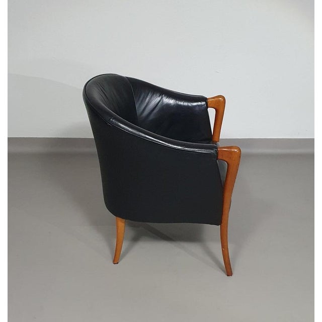 Armchairs in Walnut and Leather, Italy, 1980s, Set of 2 For Sale - Image 12 of 18