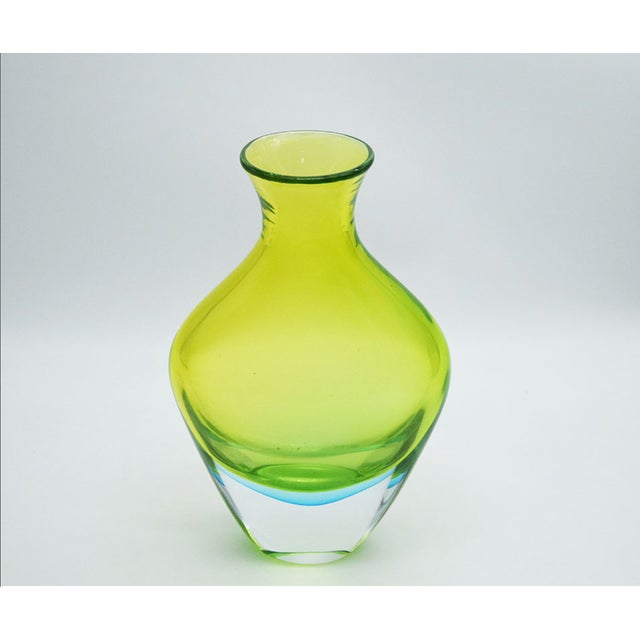 Flavio Poli for Seguso Vetri d’Arte Murano, large fusing glass vase from the 1960s. Made of thick fusing glass, with a...