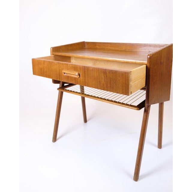 1960s Side Table in Teak with Drawer and Wicker Shelf, 1960s For Sale - Image 5 of 10