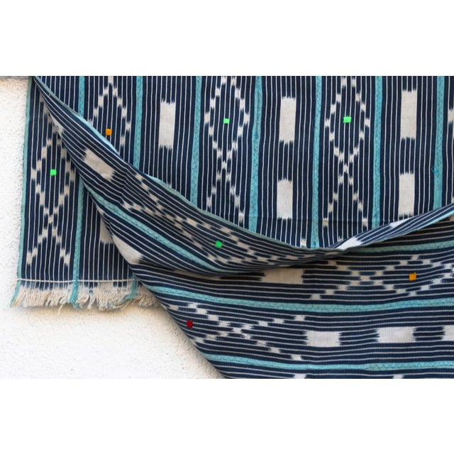 Vintage Baoule African "Midnight Horizons" Ikat Throw For Sale - Image 4 of 5