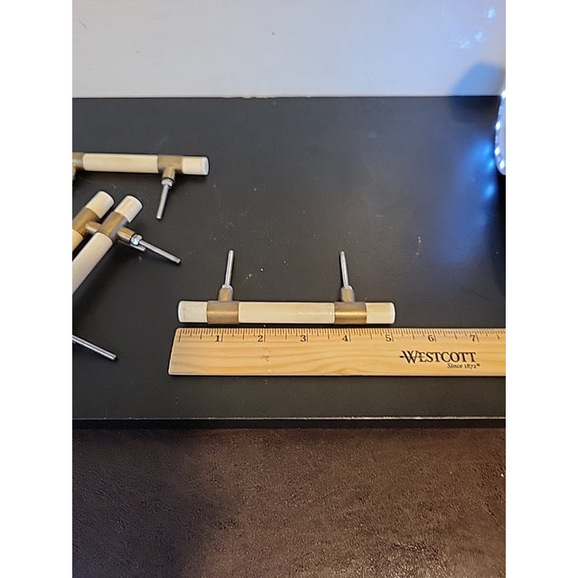 White Quartz & Brass Knobs Drawer Pulls For Sale - Image 4 of 6