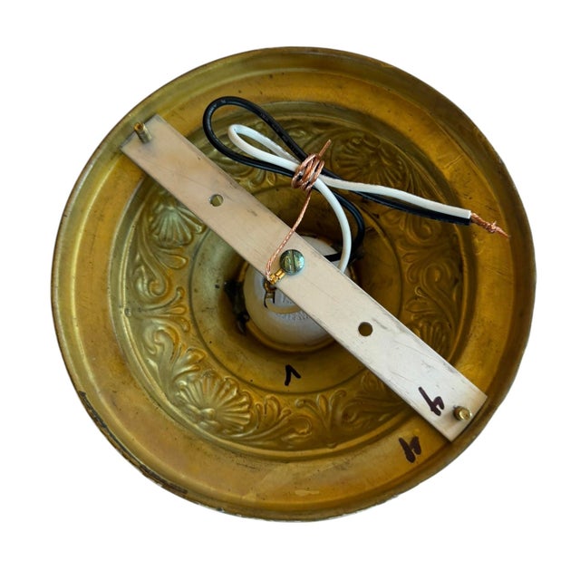 1920s Handpainted Botanical Embossed Ceiling Light Fixture Circa 1920’s For Sale - Image 5 of 8