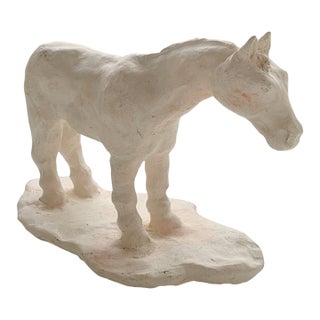 Vintage Chalkware Horse Sculpture, Primitive Style For Sale