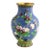 VTG Chinese Cloisonne Vase Cobalt Blue Bird Peony Floral Chinoiserie, 10.25” T For Sale