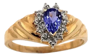14 Karat Yellow and White Gold Ring Sapphire Solitaire With Diamond Accents